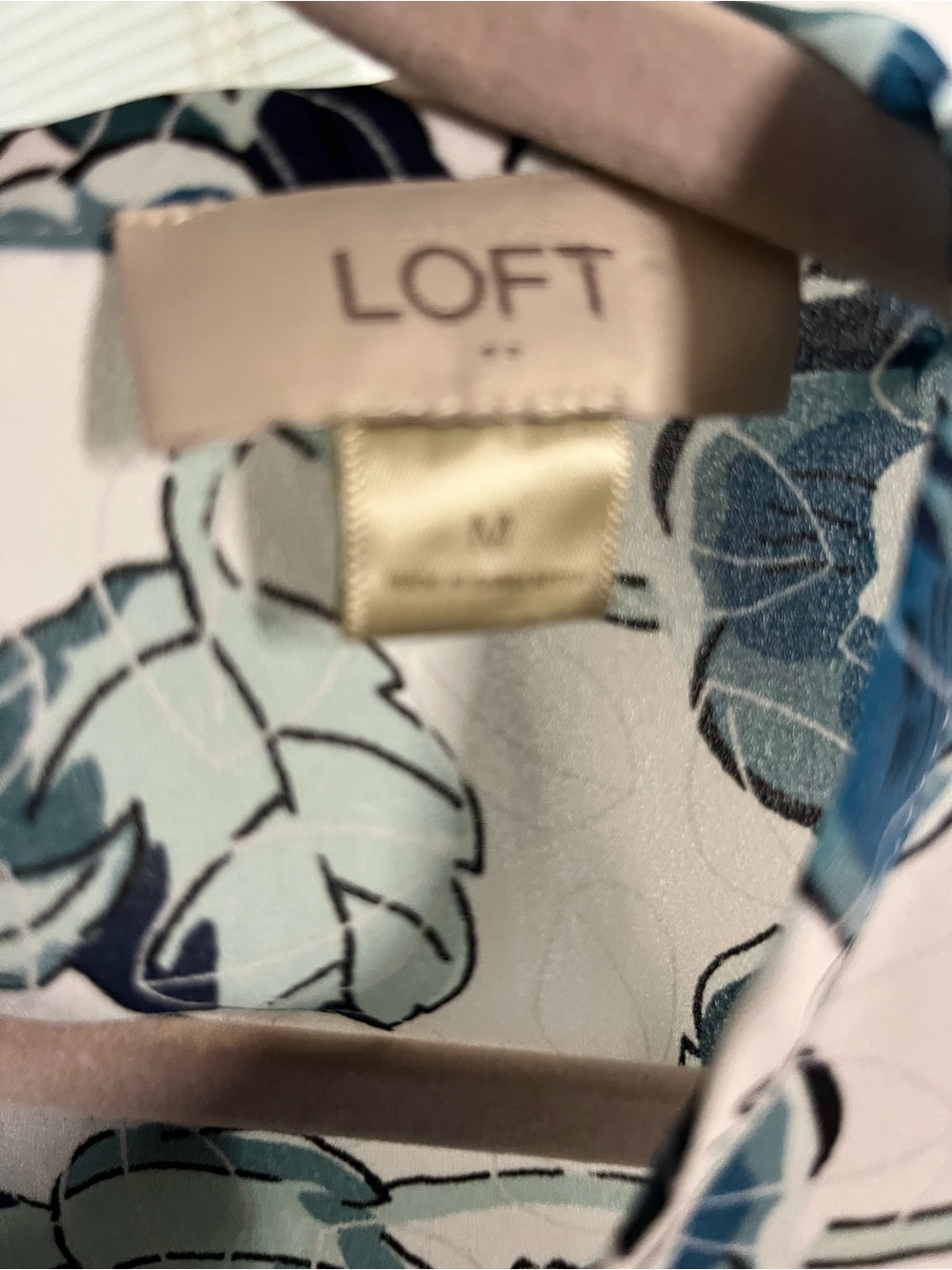 LOFT Women’s Floral Sleeveless A-Line Summer top Teal and White M - Picture 4 of 4